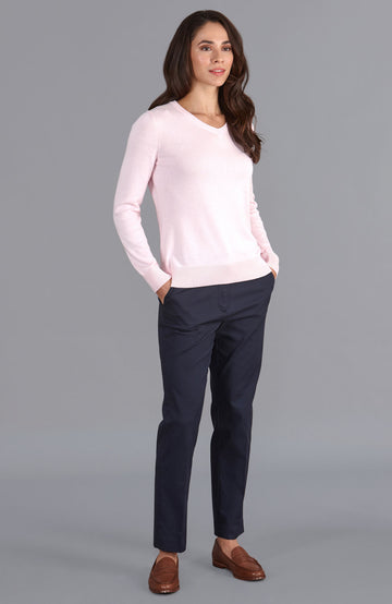 pink womens v neck cotton jumper