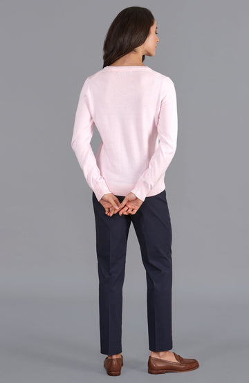 pink womens v neck cotton jumper
