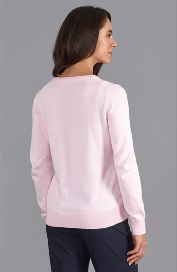 pink womens v neck cotton jumper