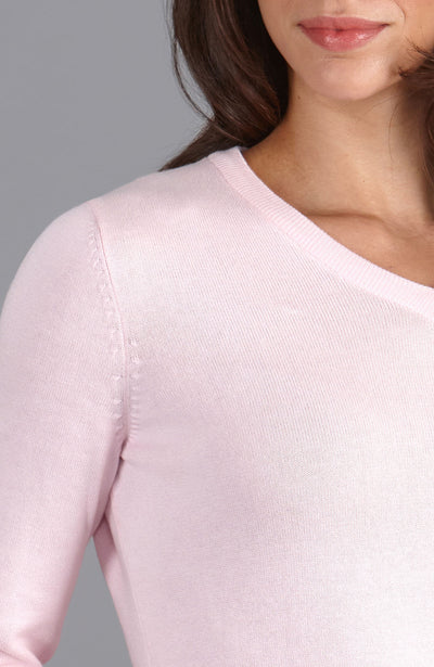 pink womens v neck cotton jumper