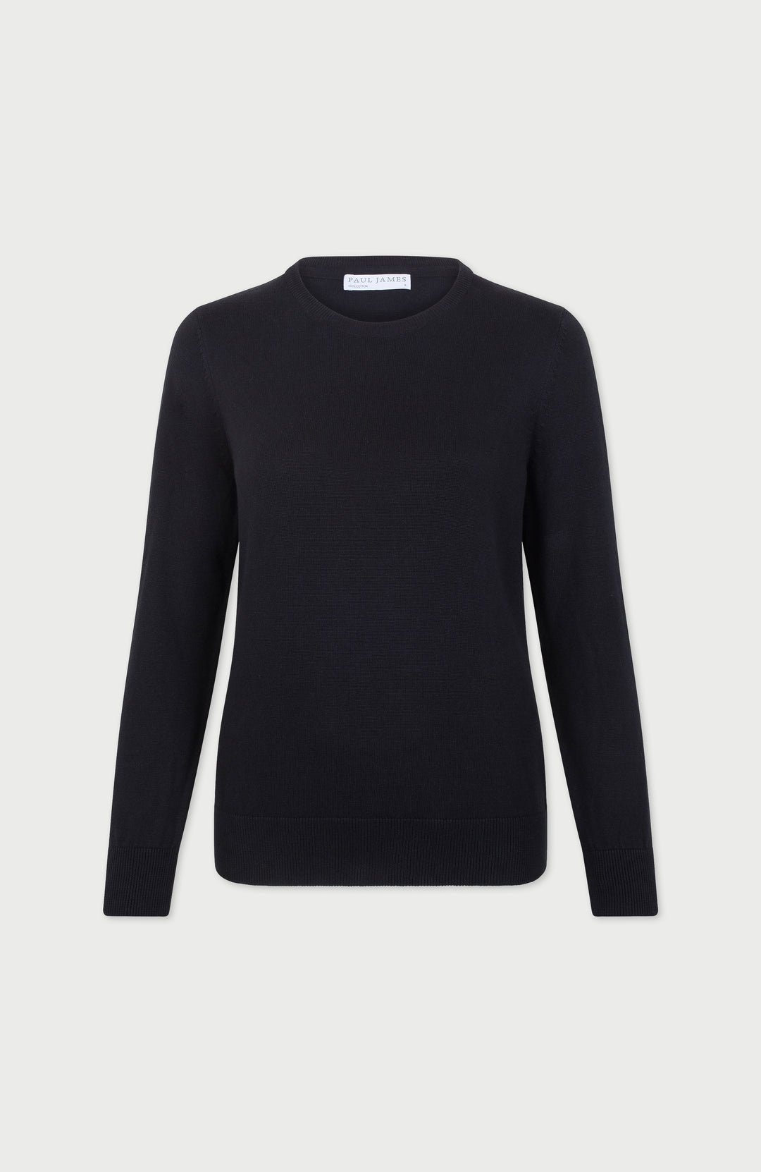 Black Womens Cotton Crew Neck Jumper By Paul James
