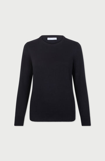 Black Womens Cotton Crew Neck Jumper By Paul James