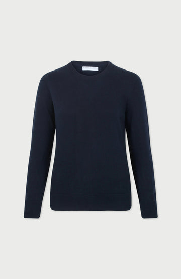 Navy Womens Cotton Crew Neck Jumper By Paul James