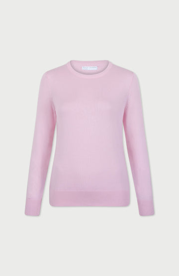 Pink Womens Cotton Crew Neck Jumper By Paul James