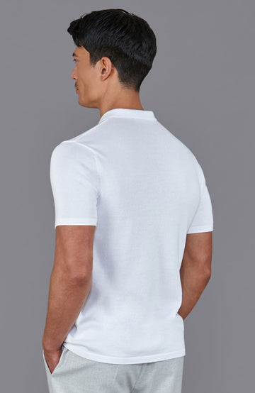 white mens knitted short sleeve shirt