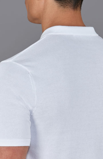 white mens knitted short sleeve shirt