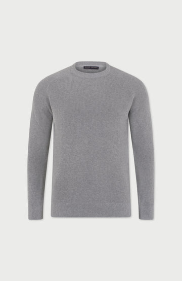 Gray rib fisherman sweater by paul james
