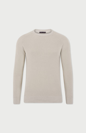 beige rib fisherman sweater by paul james