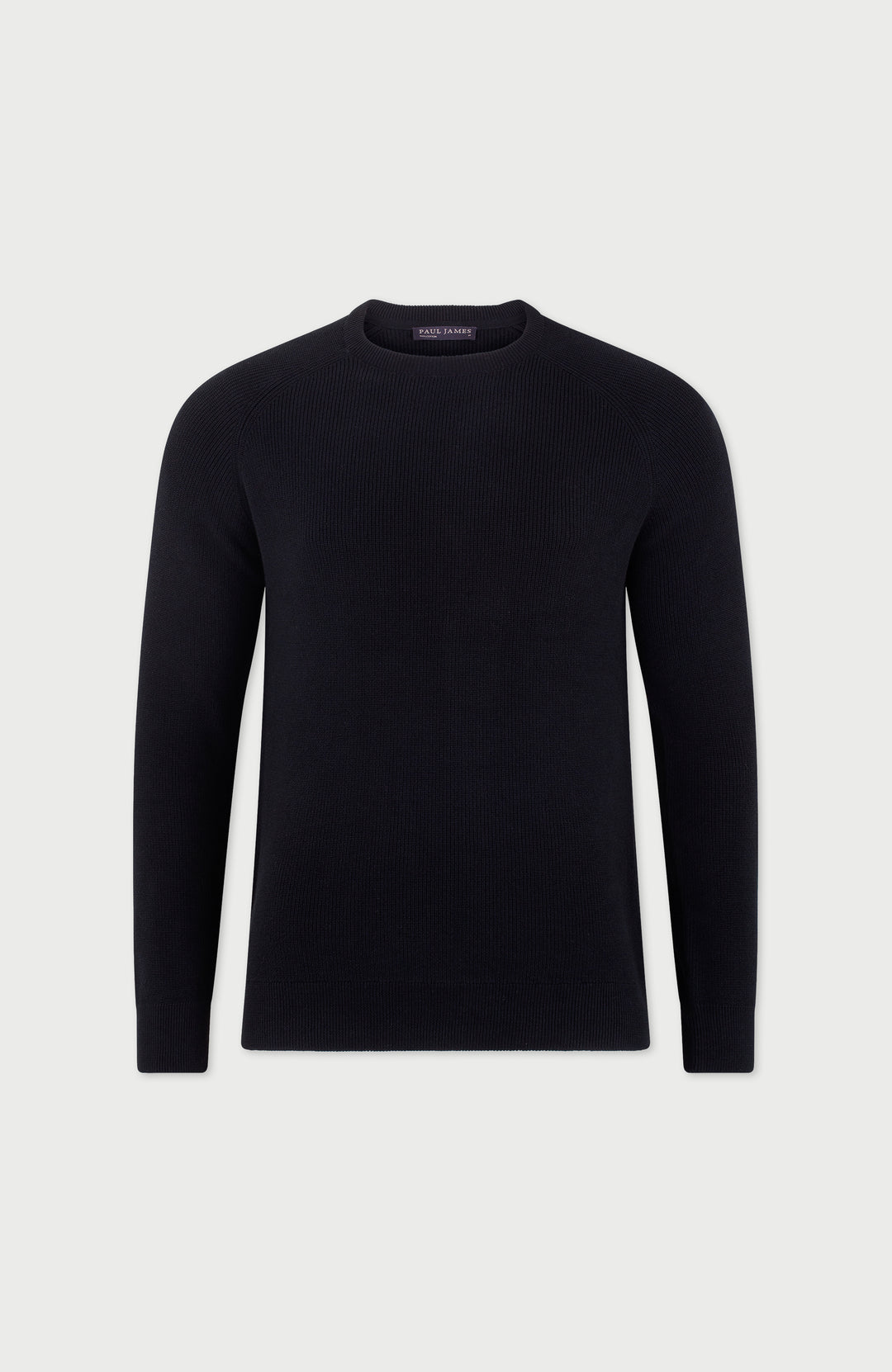 black rib fisherman sweater by paul james