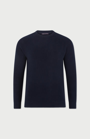 navy rib fisherman sweater by paul james
