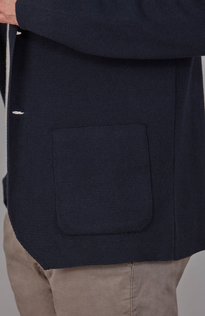 navy mens unstructured knitted blazer