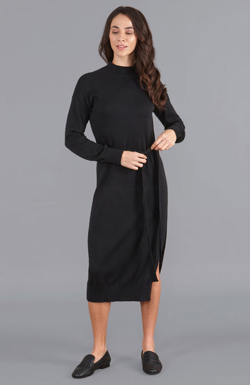 black womens knitted dress