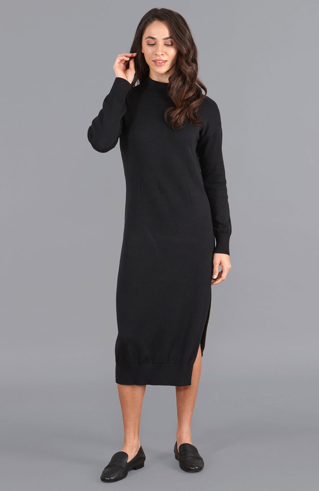 black womens knitted dress