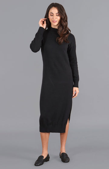 black womens knitted dress