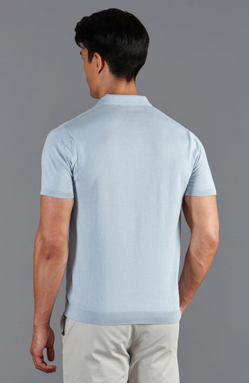 sky blue mens buttonless polo shirt