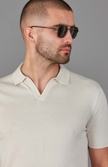 ecru mens buttonless polo shirt