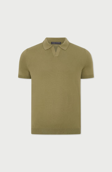 Mens Ultra Fine Cotton Buttonless Polo Shirt