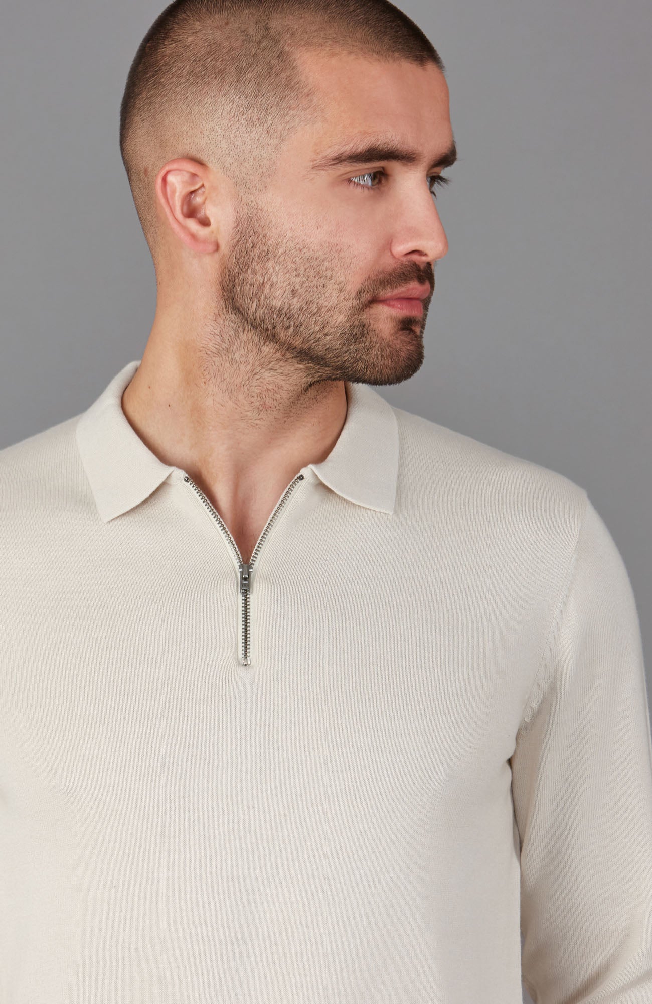 ecru mens zip neck jumper