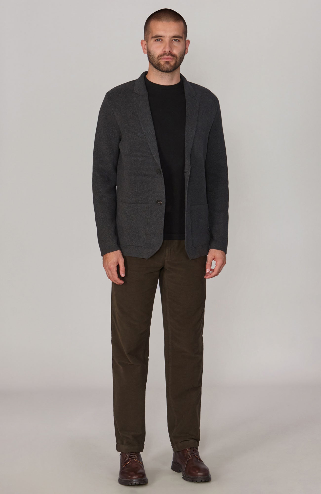 grey mens knitted cotton blazer