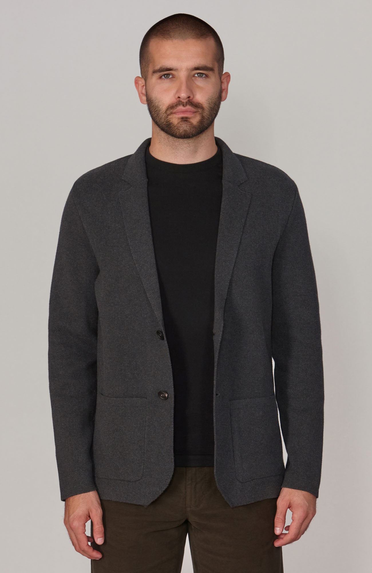 grey mens knitted cotton blazer