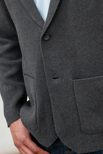 Grey Men's Cotton Knitted Deconstructed Blazer by Paul James Knitwear