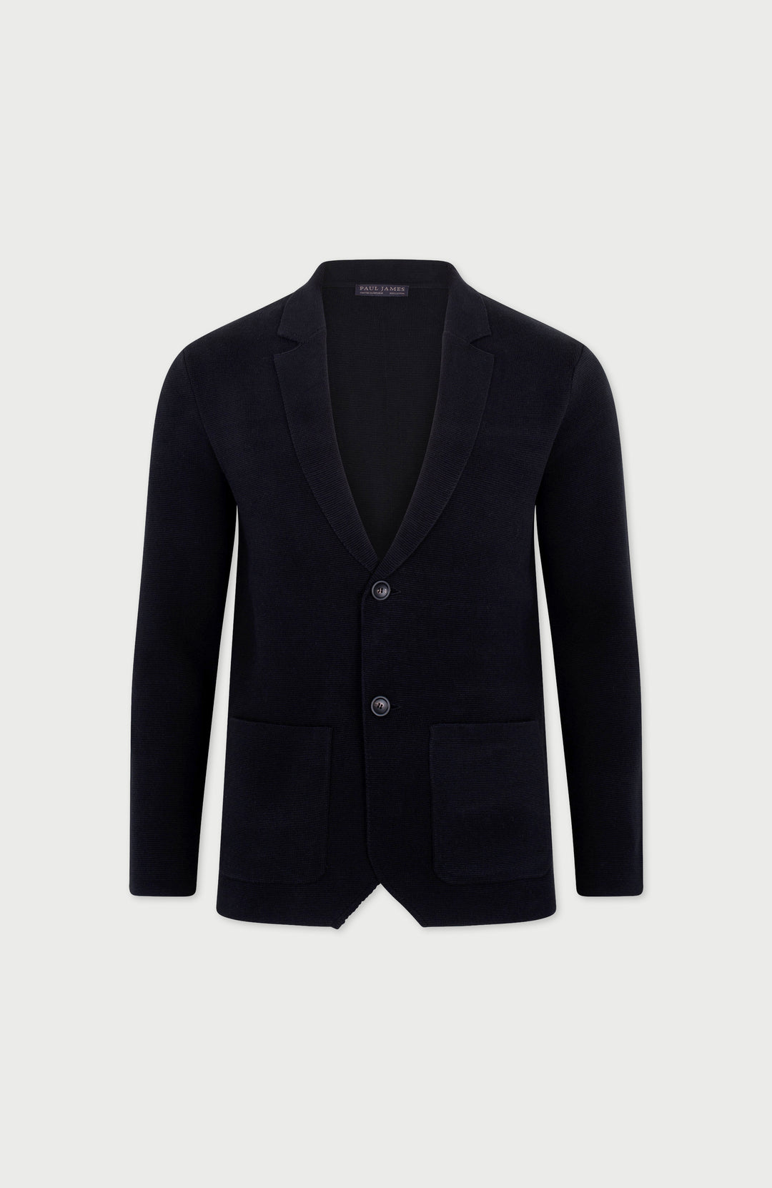 black mens knitted cotton blazer by paul james