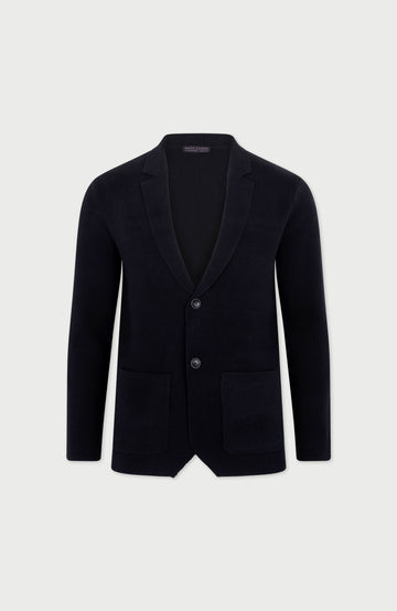 black mens knitted cotton blazer by paul james