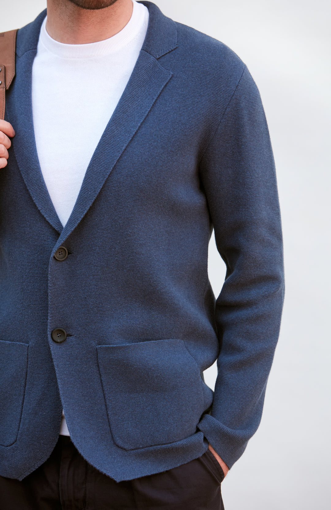 Mens Midweight Cotton Deconstructed Knitted Blazer – Paul James