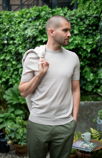 mens merino silk t-shirt by paul james knitwear