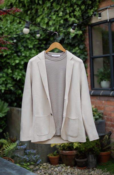 mens ecru unstructured blazer