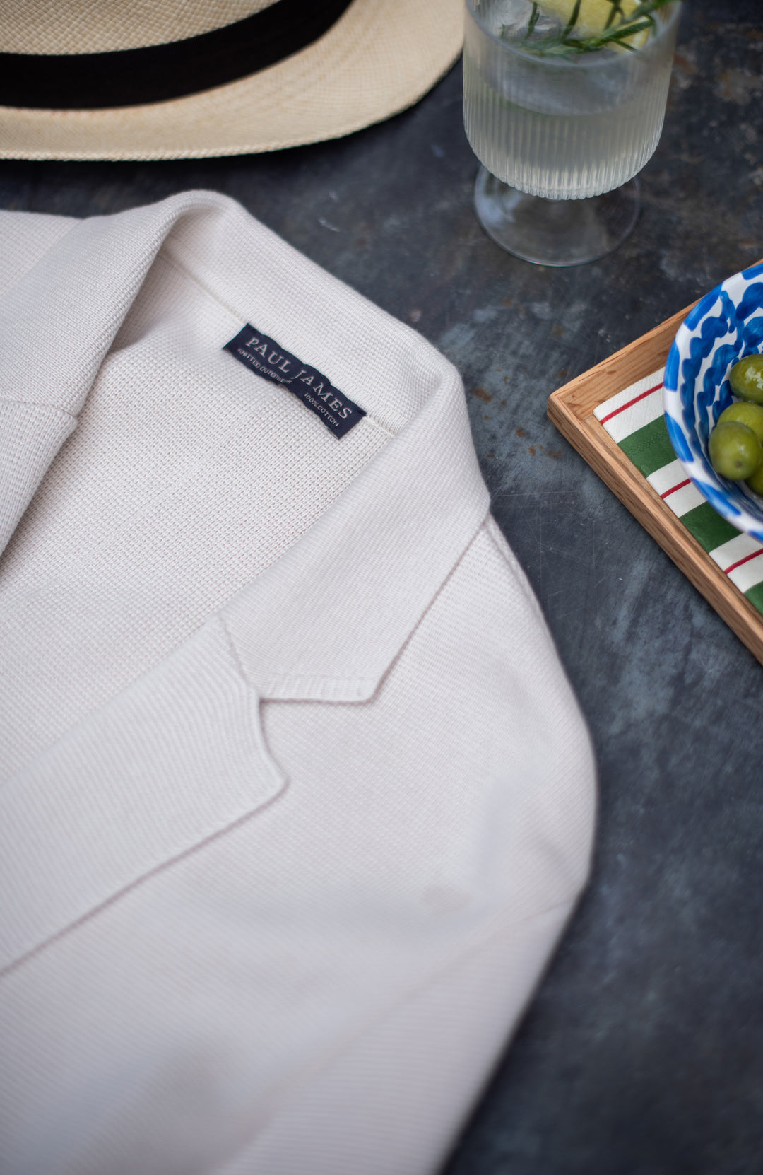 Mens Midweight Cotton Deconstructed Knitted Blazer