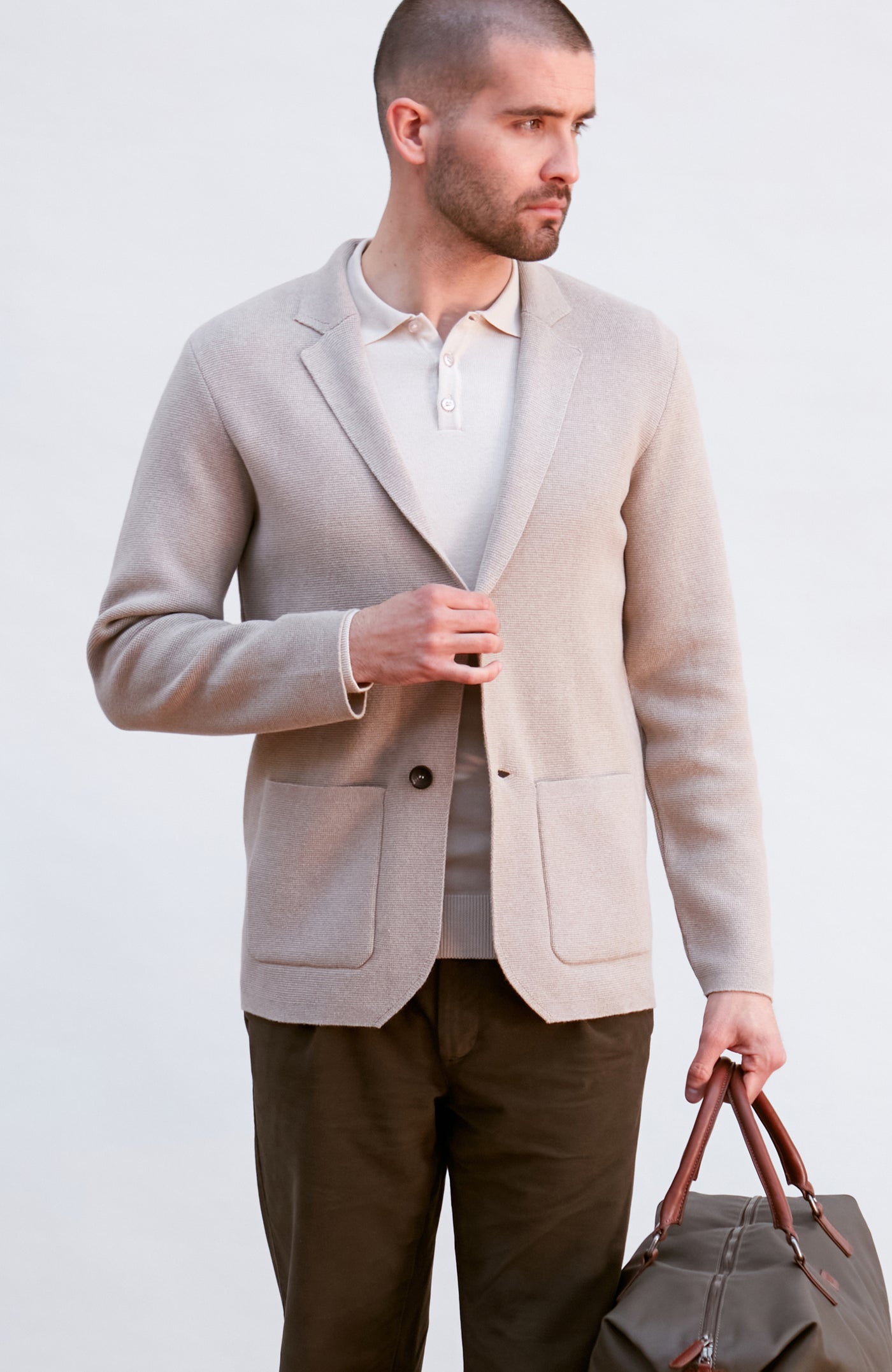 Langärmliges Strick-Poloshirt für Herren aus 100 % Baumwolle