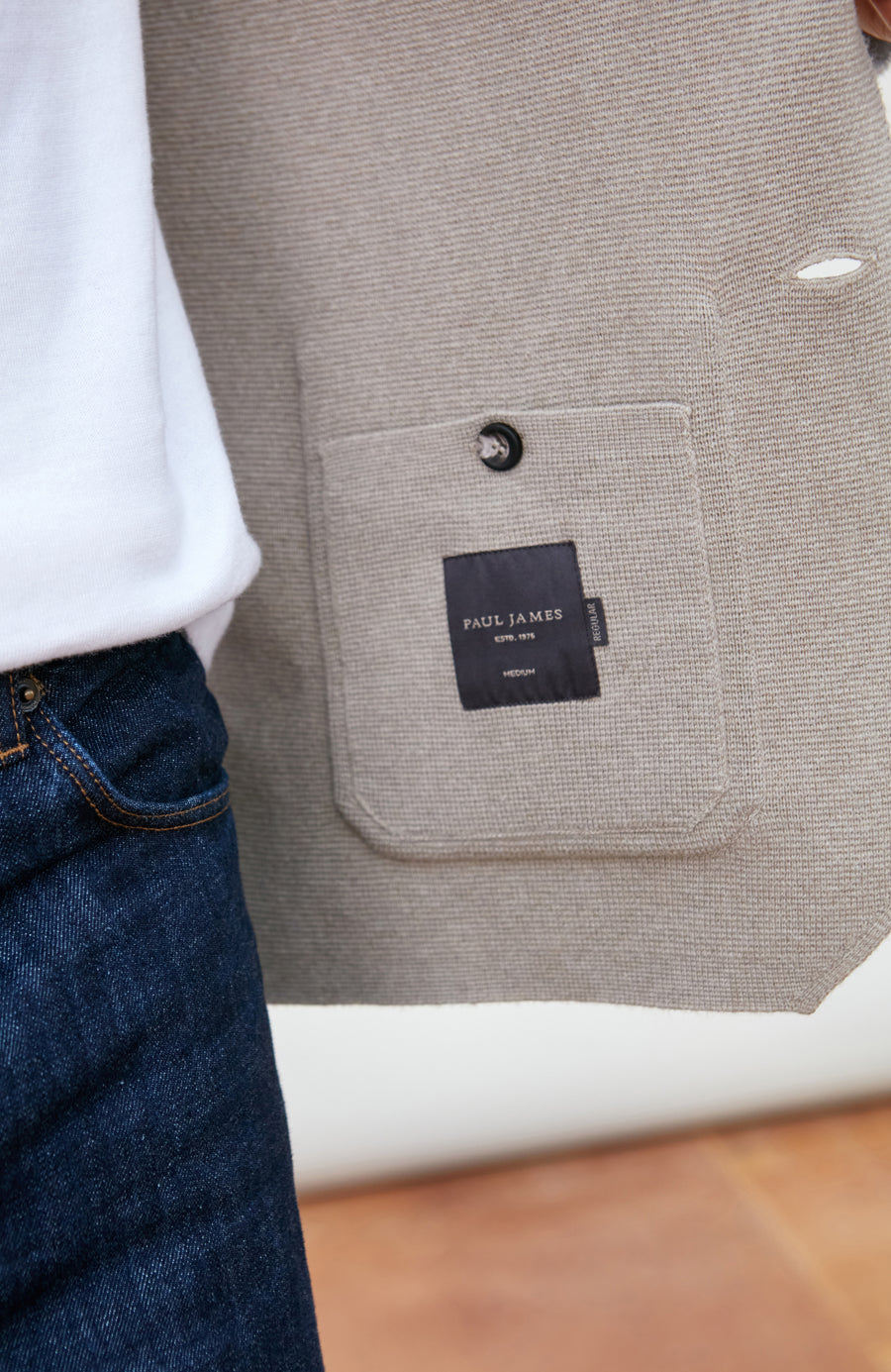 Mens Midweight Cotton Deconstructed Knitted Blazer - Feature 5