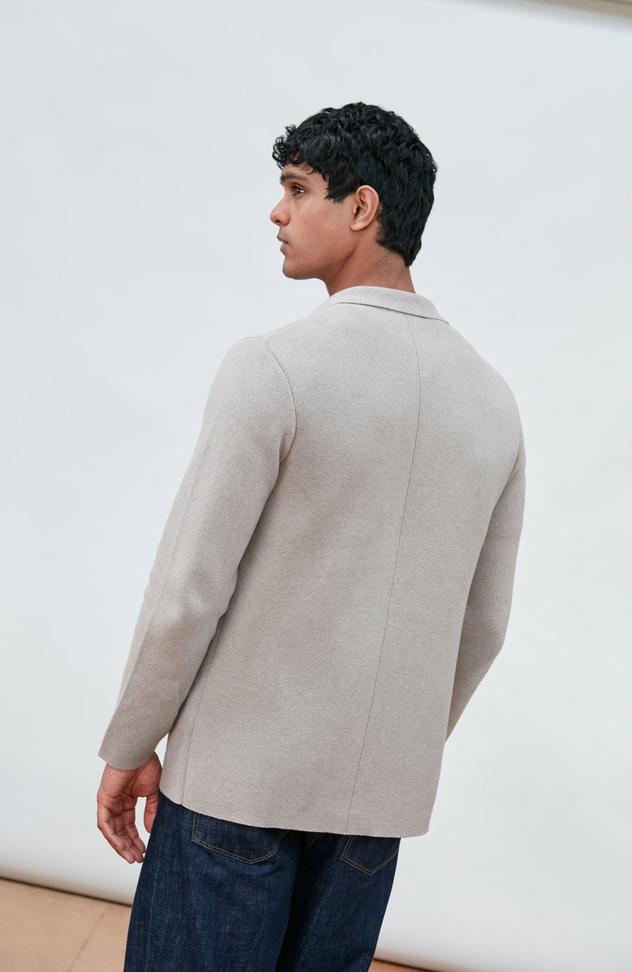 Mens Midweight Cotton Deconstructed Knitted Blazer - Feature 4