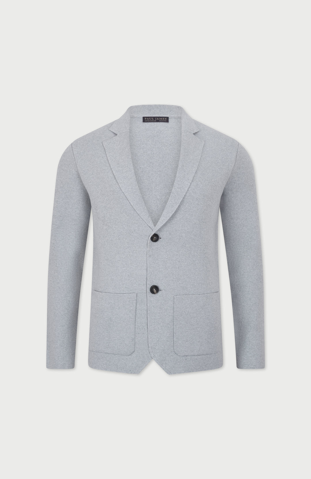 light grey mens knitted cotton blazer by paul james