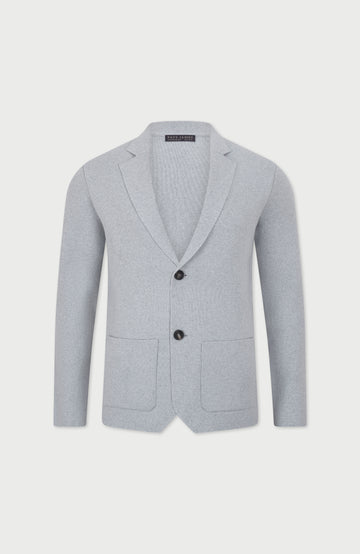 light grey mens knitted cotton blazer by paul james