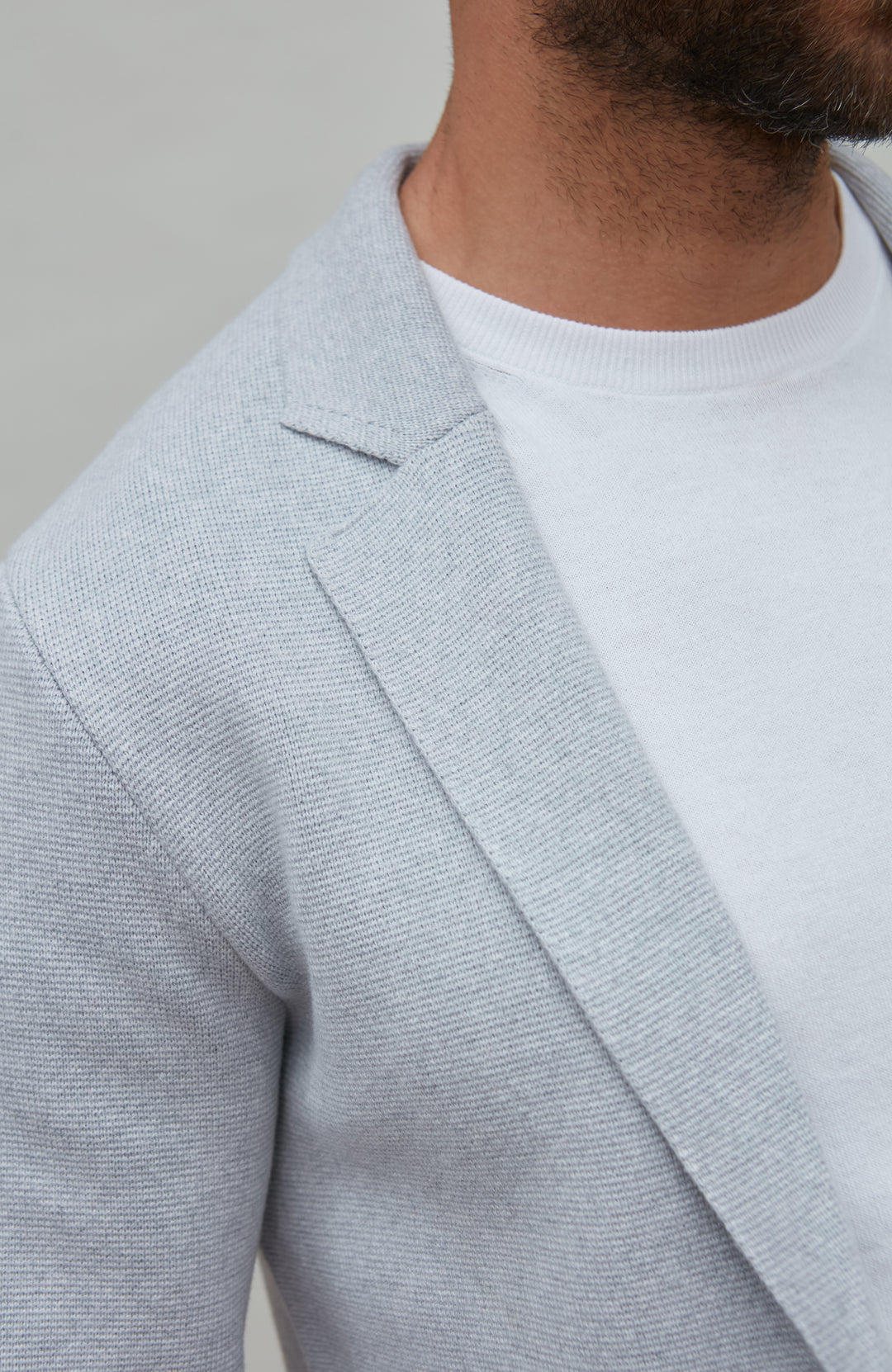 Mens Midweight Cotton Deconstructed Knitted Blazer