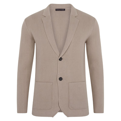 Beige blazer with a button on a white background