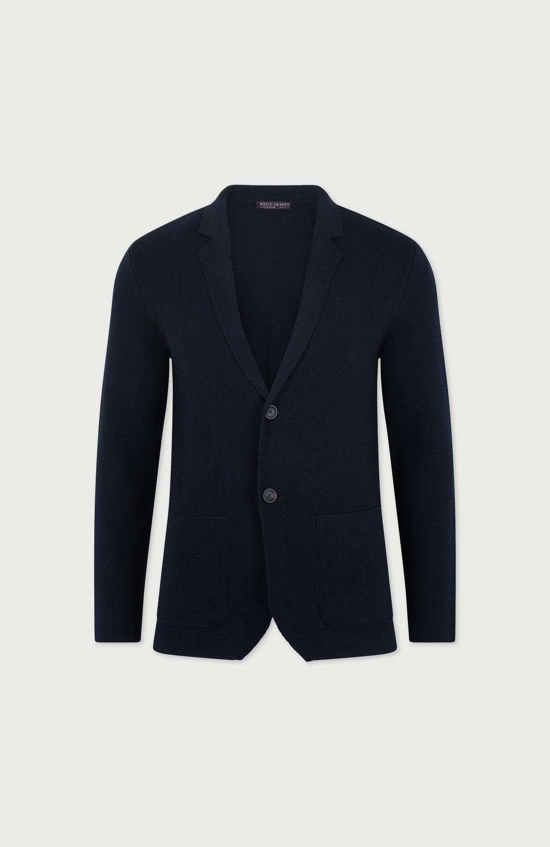 navy Men's Cotton Knitted Deconstructed Blazer by Paul James Knitwear