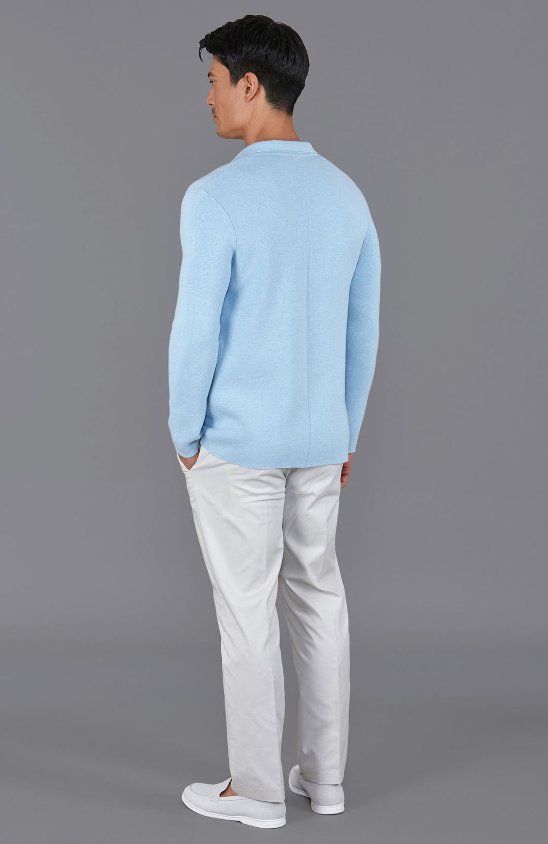 blue mens knitted summer blazer