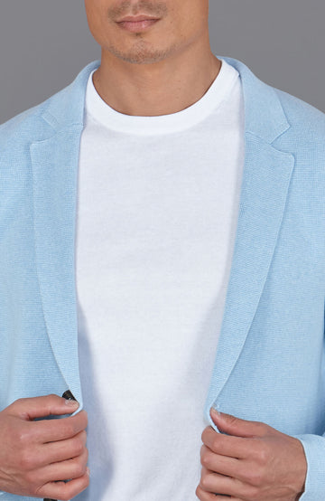 blue mens knitted summer blazer