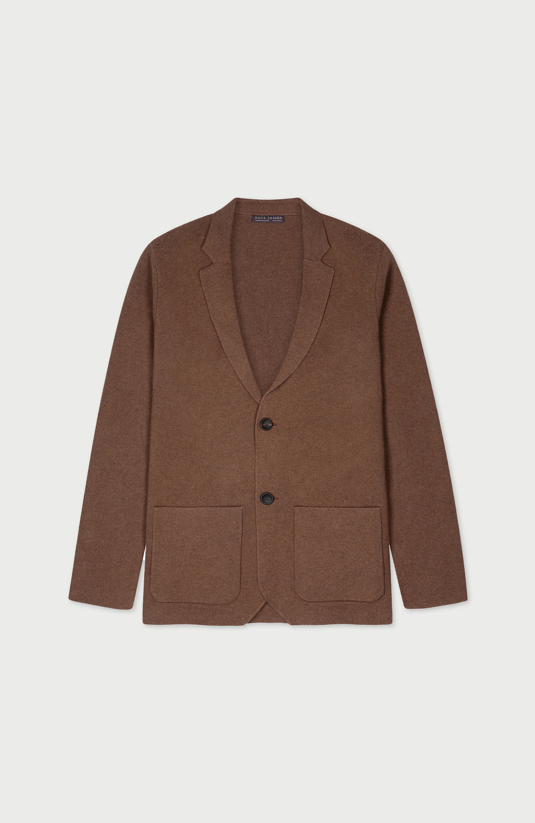 Brown mens blazer by paul james on a light beige background