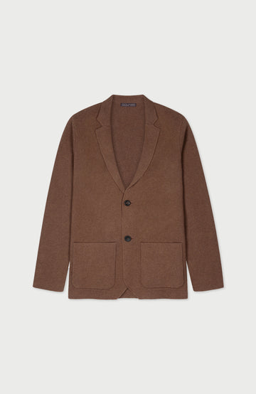 Brown mens blazer by paul james on a light beige background