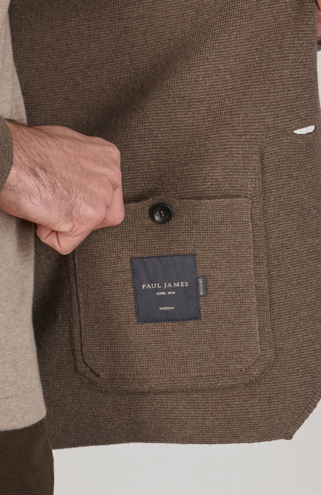 brown mens knitted blazer