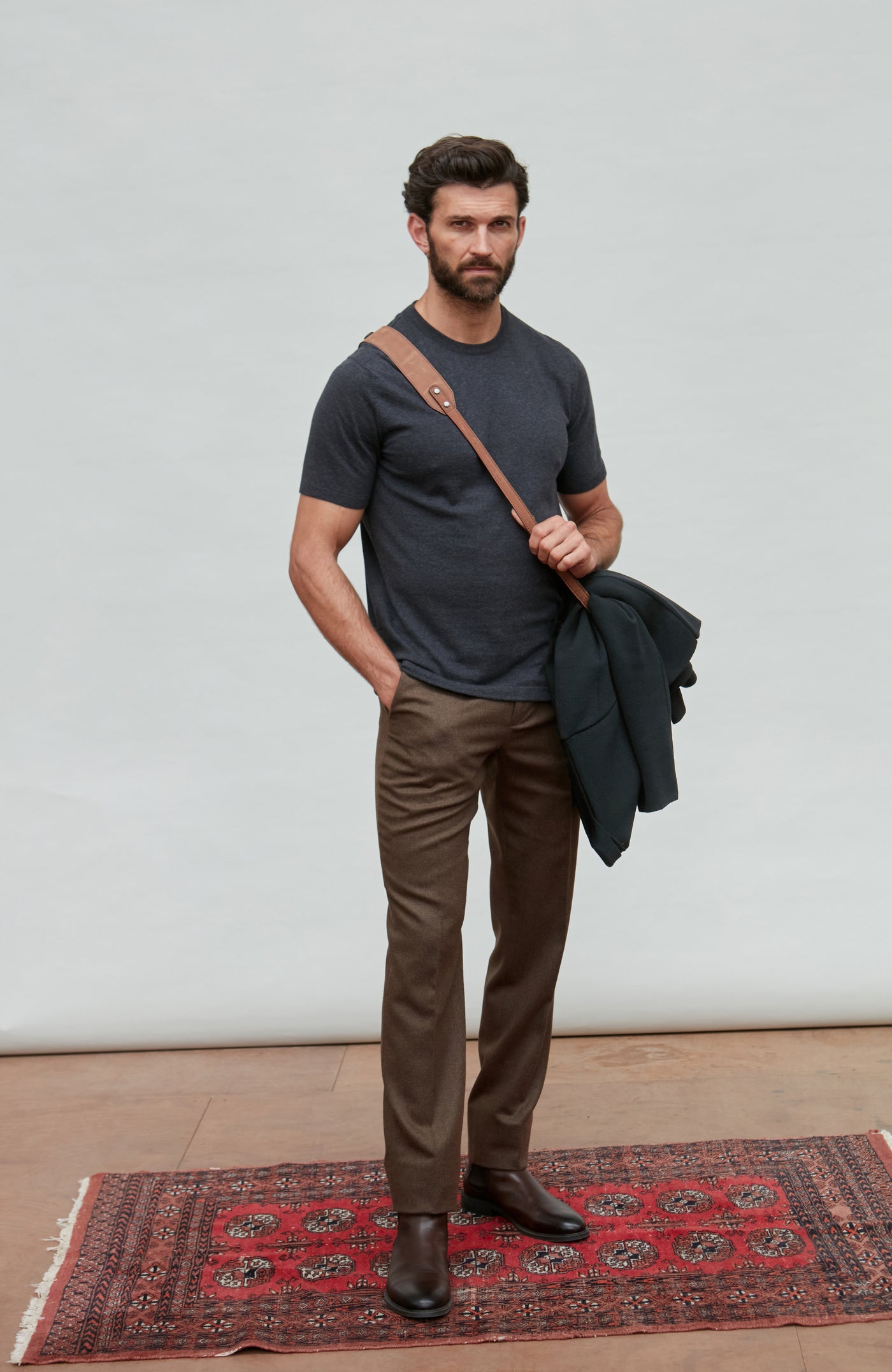 dark grey mens knitted t-shirt