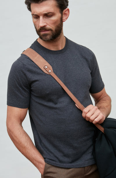 dark grey mens knitted t-shirt