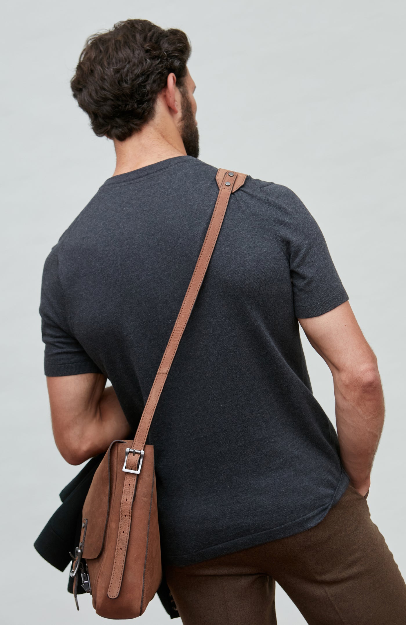 dark grey mens knitted t-shirt