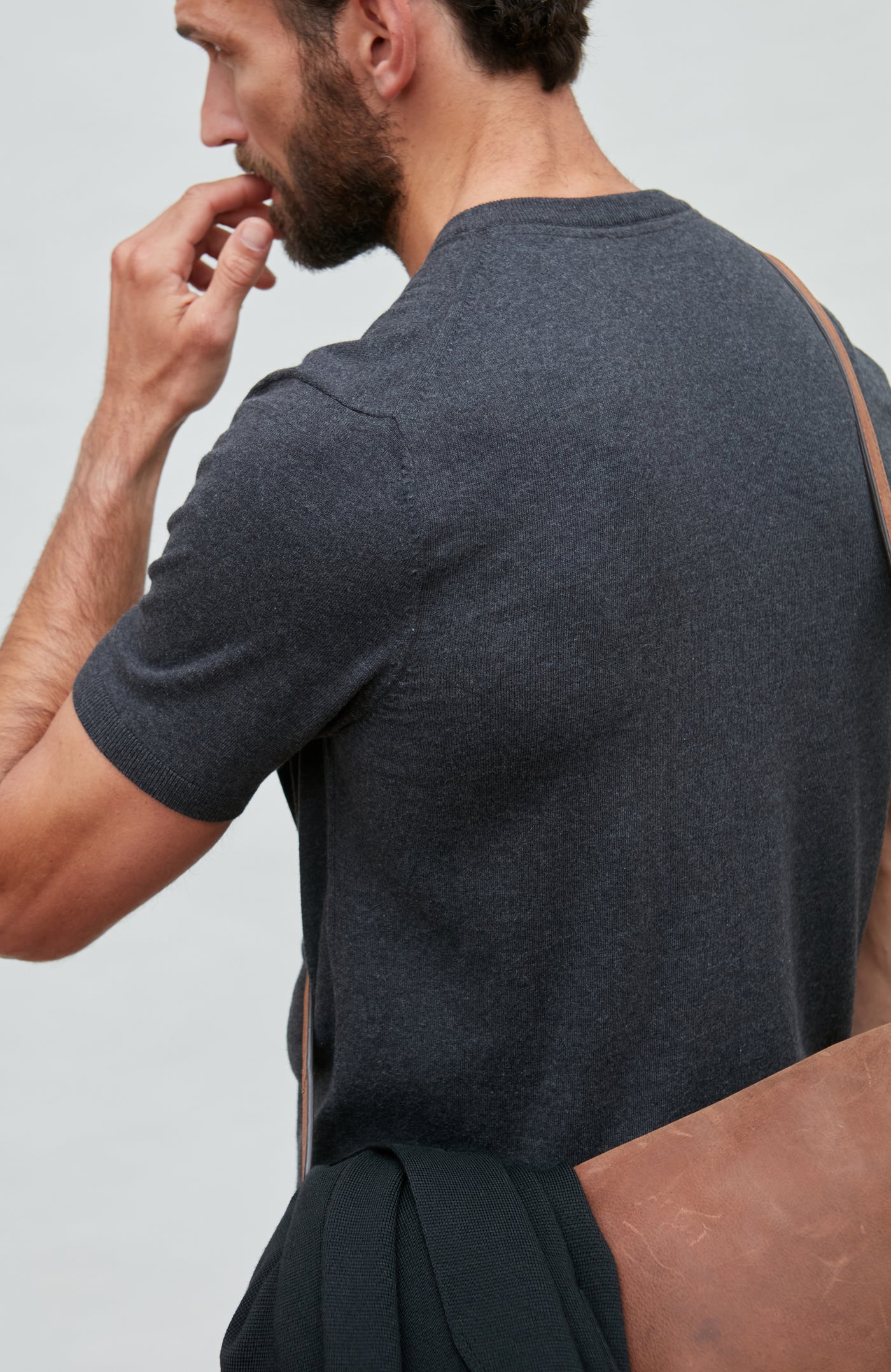 dark grey mens knitted t-shirt