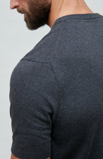 dark grey mens knitted t-shirt