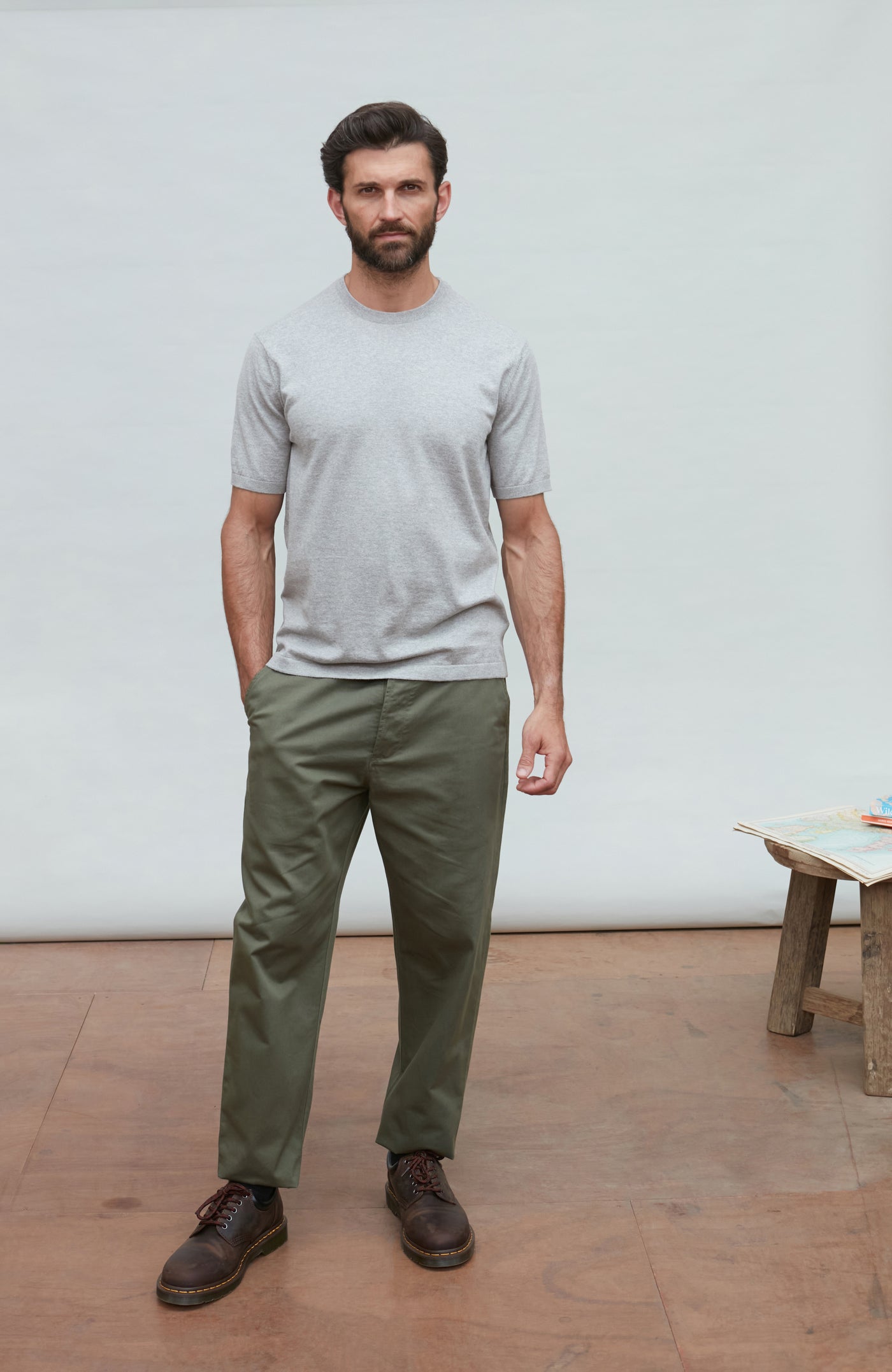 light grey mens knitted t-shirt